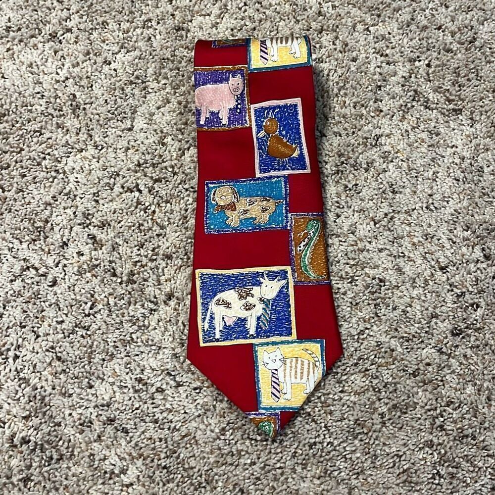 Save The Children‎ Red Animal Silk Tie
